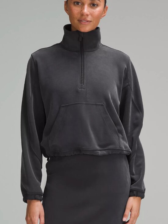 lululemon athletica Tops - Lululemon Brushed Softstreme Half Zip Pullover Black Size L Large Black